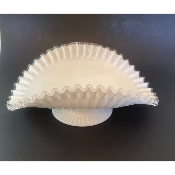 Fenton Silver Crest Banana Fruit Bowl Footed Pedestal 12" x 5" Vintage 1950's - Picture 11 of 14